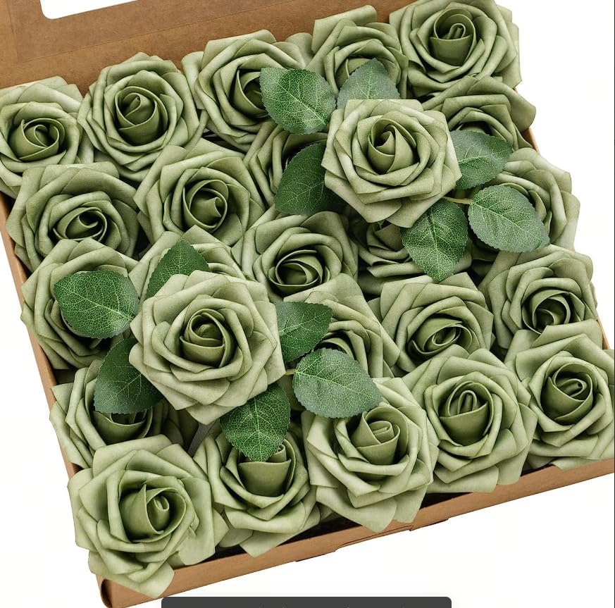 Artificial Roses, Elf Green, 3 Inch 50 Pcs in Gn- Elf Green