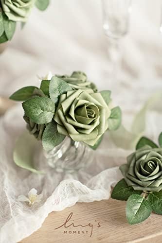 Artificial Roses, Elf Green, 3 Inch 50 Pcs in Gn- Elf Green, alternate view 2