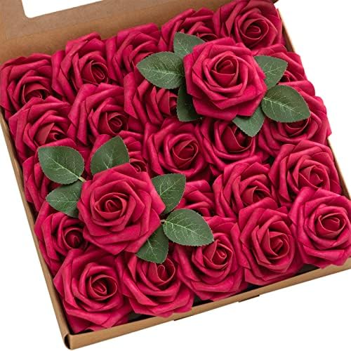 Artificial Roses, Hot Pink, 3 Inch 25 Pcs in 3" in Pk- Hot Pink