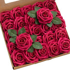Artificial Roses, Hot Pink, 3 Inch 25 Pcs in 3" in Pk- Hot Pink
