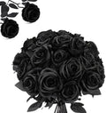 Artificial Roses Solid Black Set of 24