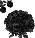 Artificial Roses Solid Black Set of 24