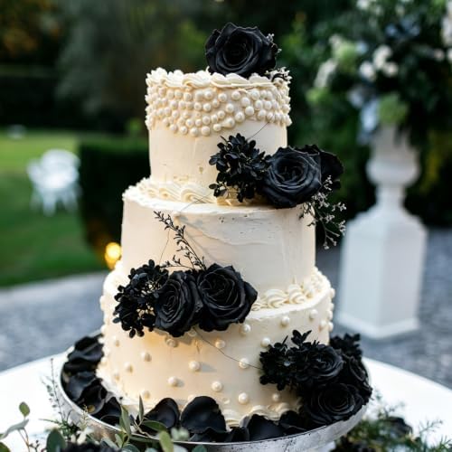 Artificial Roses Solid Black Set of 24, alternate view 5