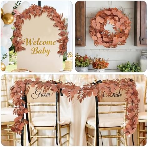 Artificial Silk Eucalyptus Vine Fall Garland with Willow Leaves 2P, alternate view 3