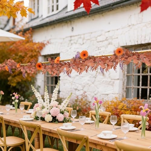 Artificial Silk Eucalyptus Vine Fall Garland with Willow Leaves 2P, alternate view 5