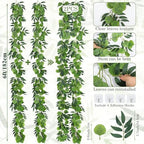 Artificial Silk Eucalyptus Vine Garland with Willow Leaves 2P 6Ft, alternate view 3