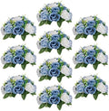 Artificial Silk Flower Ball, Wedding Centerpiece, Dusty Blue, 10Pcs in White/Gold/Grey
