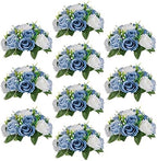 Artificial Silk Flower Ball, Wedding Centerpiece, Dusty Blue, 10Pcs in White/Gold/Grey