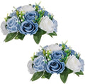 Artificial Silk Flower Ball, Wedding Centerpiece, Dusty Blue, 2Pcs in White/Gold/Grey
