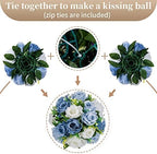 Artificial Silk Flower Ball, Wedding Centerpiece, Dusty Blue, 2Pcs in White/Gold/Grey, alternate view 6