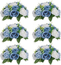Artificial Silk Flower Ball, Wedding Centerpiece, Dusty Blue, 6Pcs in White/Gold/Grey