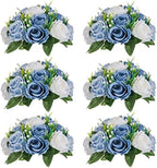 Artificial Silk Flower Ball, Wedding Centerpiece, Dusty Blue, 6Pcs in White/Gold/Grey
