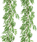 Artificial Silk Willow Leaves Twig Garland 2Pc 6Ft Light Green Vine