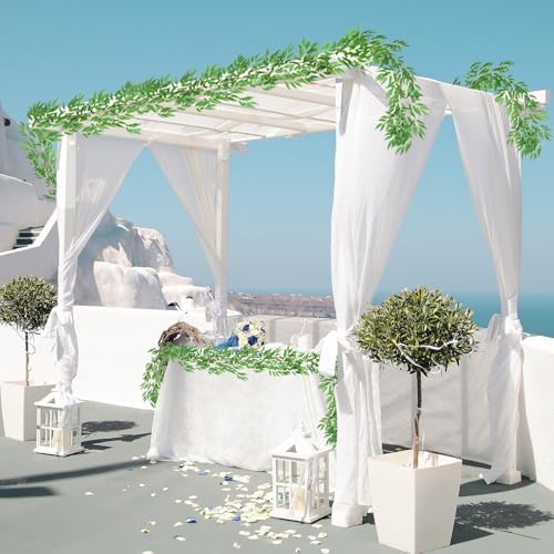 Artificial Silk Willow Leaves Twig Garland 2Pc 6Ft Light Green Vine, alternate view 2