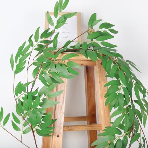 Artificial Silk Willow Leaves Twig Garland 2Pc 6Ft Light Green Vine, alternate view 3