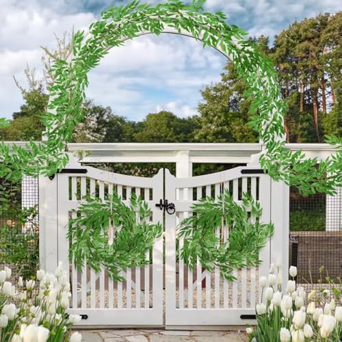 Artificial Silk Willow Leaves Twig Garland 2Pc 6Ft Light Green Vine, alternate view 7