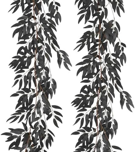 Artificial Silk Willow Leaves Vine Twig 2Pc 5.9Ft Halloween Garland