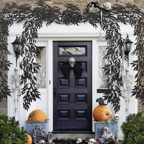 Artificial Silk Willow Leaves Vine Twig 2Pc 5.9Ft Halloween Garland, alternate view 3