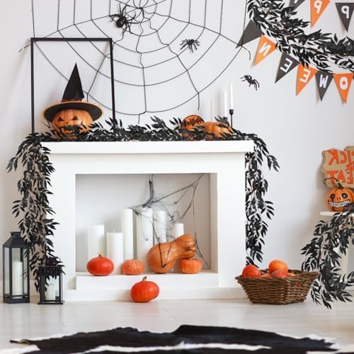 Artificial Silk Willow Leaves Vine Twig 2Pc 5.9Ft Halloween Garland, alternate view 6