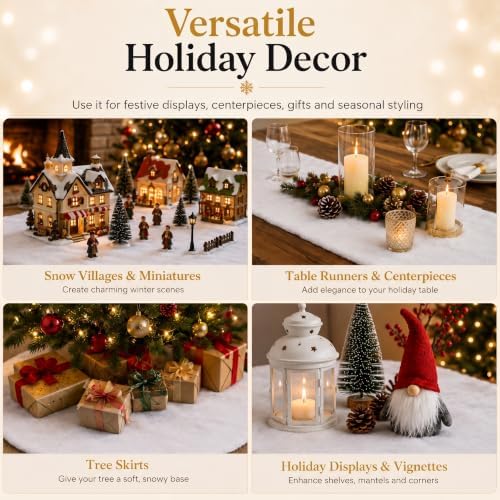 Artificial Snow Blanket - Thick Fluffy Fake Snow Roll for Christmas Village Display - Winter Wonderland Decor, alternate view