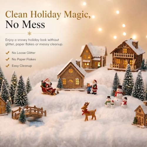 Artificial Snow Blanket - Thick Fluffy Fake Snow Roll for Christmas Village Display - Winter Wonderland Decor, alternate view