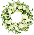 Artificial Spring Wreaths for Front Door 22 inch Peony Wreath Summer Wreath with Peony Flower, Hydrangeas, Daisy