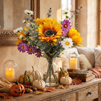 Artificial Sunflowers Fake Cemetery Flowers for Grave Bouquet with Sunflowers for Bridal Bouquets Wedding, alternate view 4