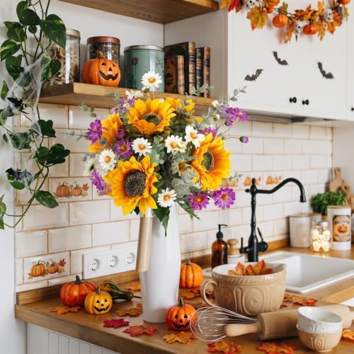 Artificial Sunflowers Fake Cemetery Flowers for Grave Bouquet with Sunflowers for Bridal Bouquets Wedding, alternate view 5