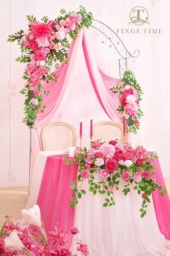 Artificial Sweetheart Flower Swag with Table Cloth and Table Runner, Pack of 3 Floral Arrangement for Wedding, alternate view