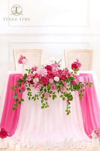 Artificial Sweetheart Flower Swag with Table Cloth and Table Runner, Pack of 3 Floral Arrangement for Wedding, alternate view