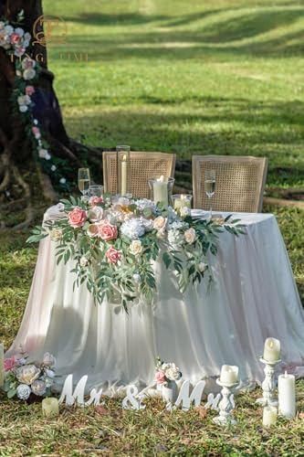 Artificial Sweetheart Flower Swag with Table Cloth and Table Runner, Pack of 3 Floral Arrangement for Wedding, alternate view