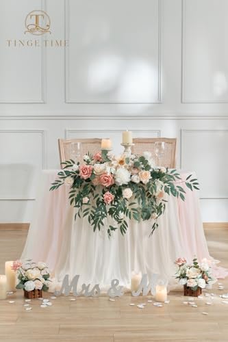 Artificial Sweetheart Flower Swag with Table Cloth and Table Runner, Pack of 3 Floral Arrangement for Wedding, alternate view