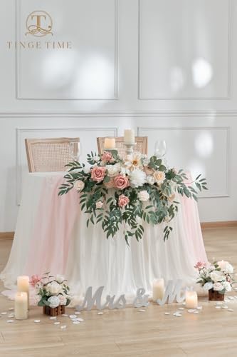Artificial Sweetheart Flower Swag with Table Cloth and Table Runner, Pack of 3 Floral Arrangement for Wedding, alternate view