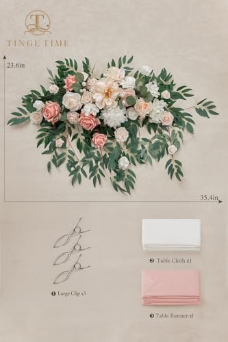 Artificial Sweetheart Flower Swag with Table Cloth and Table Runner, Pack of 3 Floral Arrangement for Wedding, alternate view