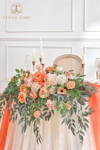 Artificial Sweetheart Flower Swag with Table Cloth and Table Runner, Pack of 3 Floral Arrangement for Wedding, alternate view