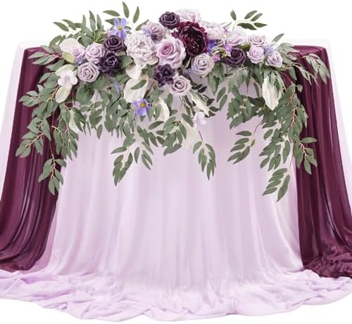 Artificial Sweetheart Flower Swag with Tablecloth and Table Runner, Pack of 3 Floral Arrangement for Wedding