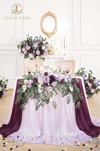 Artificial Sweetheart Flower Swag with Tablecloth and Table Runner, Pack of 3 Floral Arrangement for Wedding, alternate view