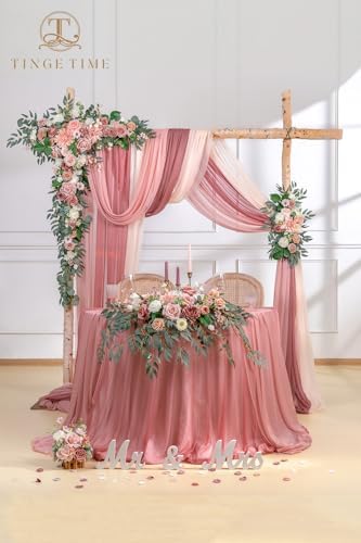 Artificial Sweetheart Flower Swag with Tablecloth and Table Runner, Pack of 3 Floral Arrangement for Wedding, alternate view