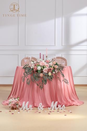 Artificial Sweetheart Flower Swag with Tablecloth and Table Runner, Pack of 3 Floral Arrangement for Wedding, alternate view