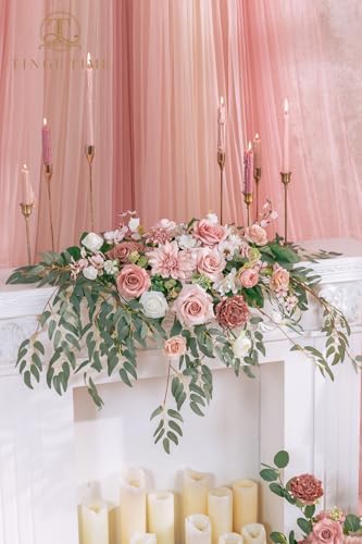 Artificial Sweetheart Flower Swag with Tablecloth and Table Runner, Pack of 3 Floral Arrangement for Wedding, alternate view