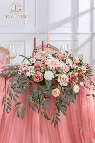 Artificial Sweetheart Flower Swag with Tablecloth and Table Runner, Pack of 3 Floral Arrangement for Wedding, alternate view