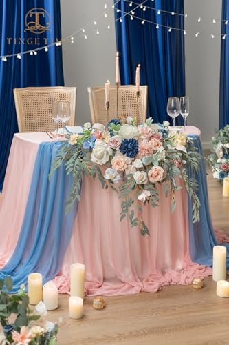 Artificial Sweetheart Flower Swag with Tablecloth and Table Runner, Pack of 3 Floral Arrangement for Wedding, alternate view