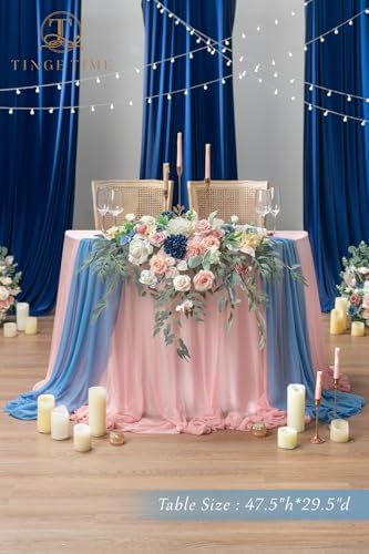 Artificial Sweetheart Flower Swag with Tablecloth and Table Runner, Pack of 3 Floral Arrangement for Wedding, alternate view