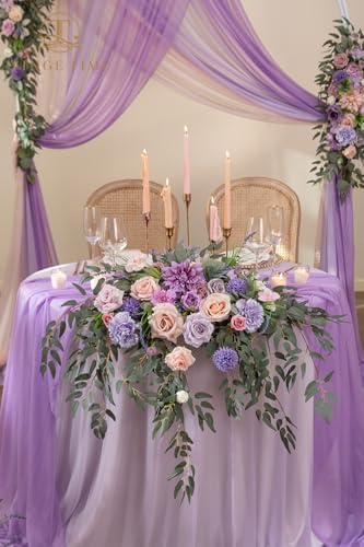 Artificial Sweetheart Flower Swag with Tablecloth and Table Runner, Pack of 3 Floral Arrangement for Wedding, alternate view