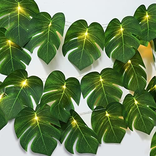 Artificial Tropical Palm Leaves String Lights Large Size 2Pc 20LED