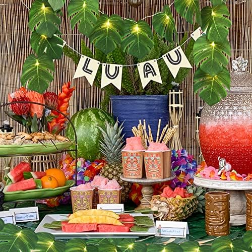 Artificial Tropical Palm Leaves String Lights Large Size 2Pc 20LED, alternate view 4