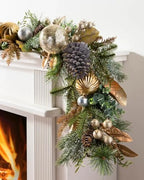 Artificial Unlit Christmas Garland for the Home | Traditional Holiday Decorations | for Indoor Decor (Gilded, alternate view