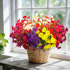 Artificial UV Resistant Morning Glory Flowers with Eucalyptus - 16 Bundles Faux Silk Plastic Mixed Color Fake, alternate view