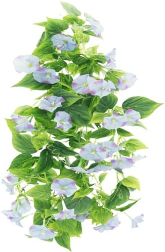 Artificial Vines 15Feet Silk Flower Garland for Outdoors Blue Morning Glory Vine Artificial Flowers Hanging