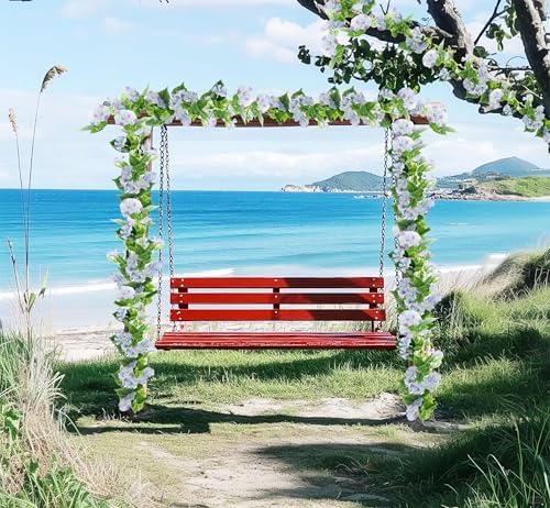 Artificial Vines 15Feet Silk Flower Garland for Outdoors Blue Morning Glory Vine Artificial Flowers Hanging, alternate view 6